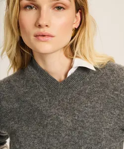 Lightweight Cashmere High V-Neck Sweater