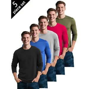 5pcs Men'S Quick Dry Long Sleeve T-Shirt Fitness Wear | Ice Breathable Moisture Wicking Training Shirt | Stretch Slim Sports Tops | Running Hiking Outdoor lsu tiger men long-sleeved sport shirt