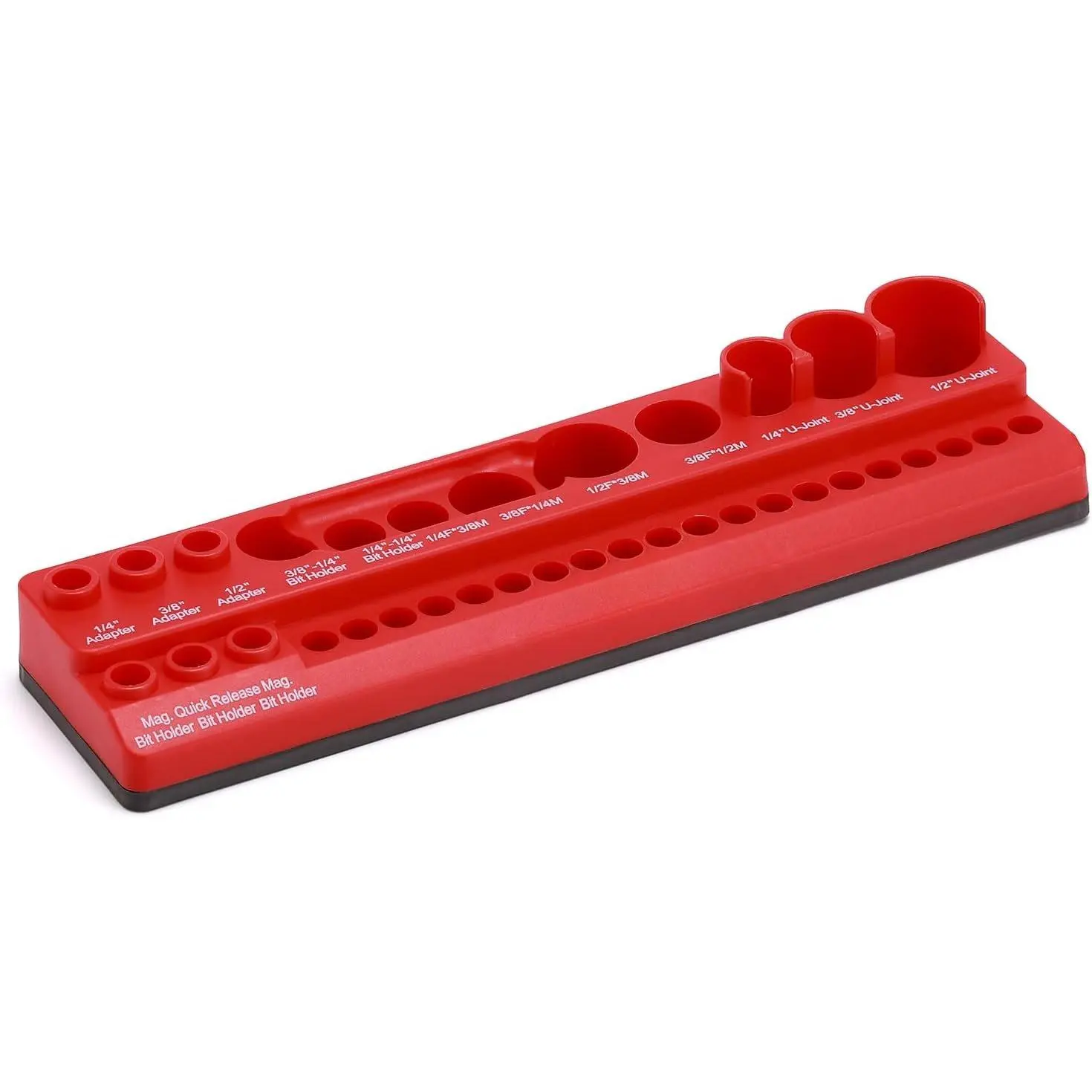 Socket Accessory Holder, Red, 35 count Holes, Organize Adapters, Universal Joints and Bits