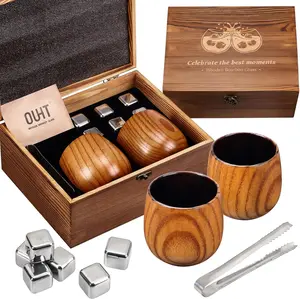 Charred Wooden Whiskey Glass - Handcrafted Wooden Bourbon Drinking Glass for Men | Great Unbreakable Old Fashioned Whiskey Glass for Dad, Husband or Bourbon Lovers