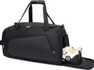 Waterproof Gym Bag with Shoe & Wet Compartment for Men/Women,Sports Duffle Bags for Workout/Fitness/Travel(Black,20"x11"x11")