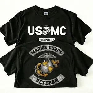 USMC Shirt ,250 Independence T-Shirt - Soft Cotton Poly Blend Tee, Uni-sex Classic Fit, Digital Print  Streetwear Crewneck