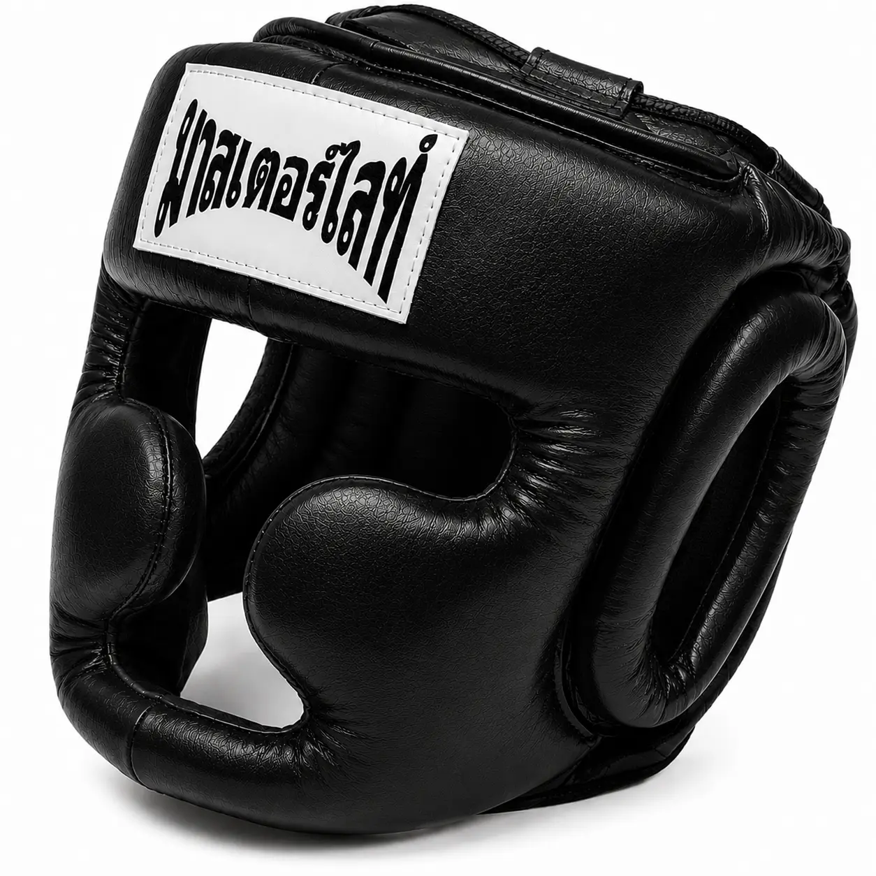 Thaismai Boxing Head Gear Cheek & Chin - Leather (Black)