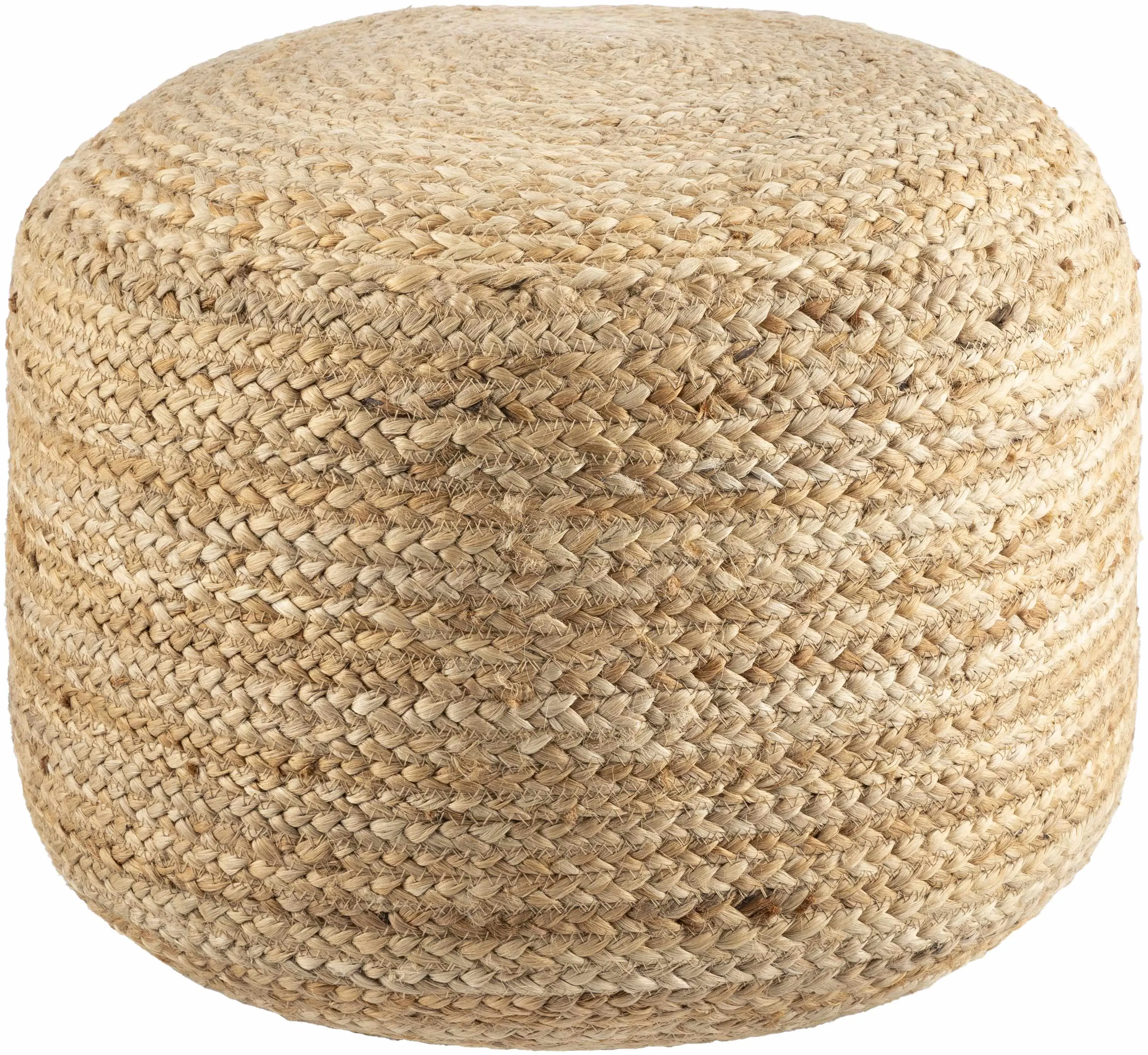 Lavertezzo Beige Cotton Knitted Cushioned Stool - Indoor Furniture Pouf