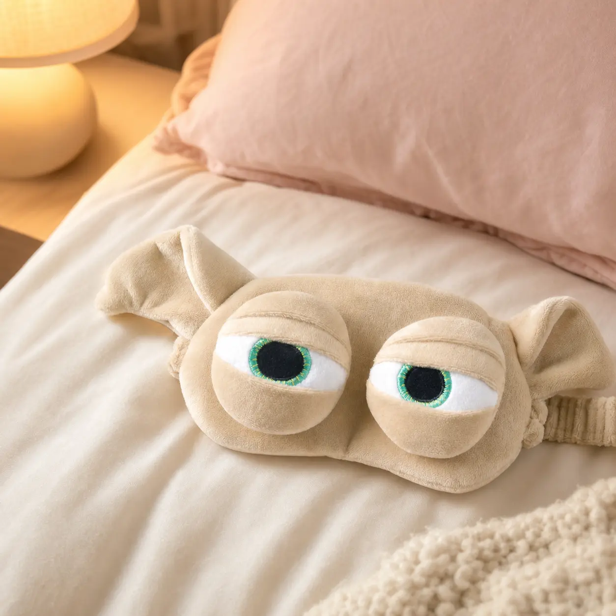 Plush Fabric Sleep Mask, Cute Fashion Headband Accessory, Ultra-Soft 3D Blackout Fit Eye Mask for Nighttime Use, 3D Design, 3D Shape