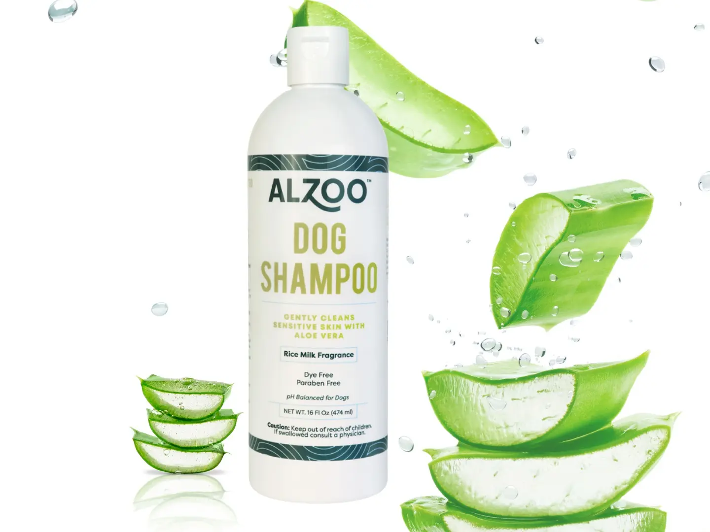 Sensitive Skin Dog Liquid Shampoo with Aloe Vera - Gentle Plant-Based, pH-Balanced, Sulfate-Free, Paraben-Free Cleanser for Dry Skin, Hydration Boost, 24 Months Shelf Life, Rice Milk Fragrance, Recyclable Packaging, Single Item