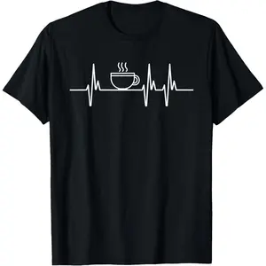 Coffee Heartbeat Funny Coffee Lover Caffeine Joke T-Shirt for Men Women Coffee Addict Gift