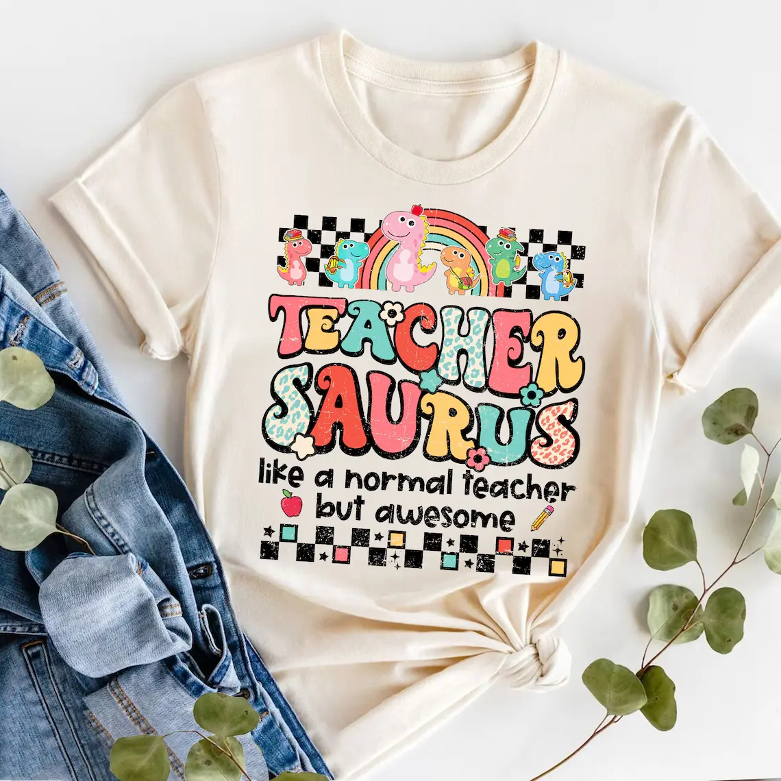 Teachersaurus Shirt, Teacher Dinosaur Shirt, First Day Of School Shirt, Retro Back To School Shirt, T- rext Teacher Shirt, Funny Teacher