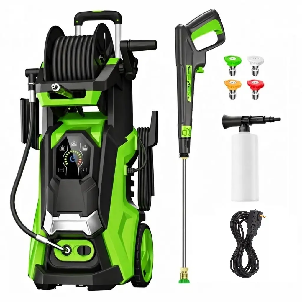 Electric Pressure Washer, 5560PSI Max 3.8 GPM Portable Outdoor Cleaner with Smart Control, 15 Adjustable Levels, Auto Shut-Off, Detachable Foam Nozzle, Spray Tips Set, Car Wash Equipment for Driveway Clean, Home Use, Portable Pressure Washer
