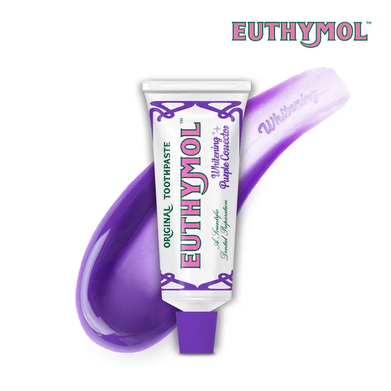 Euthymol Purple Whitening Toothpaste – Instantly Brightens Yellow & Sensitive Teeth, Tone-Up Effect, Long-Lasting Fresh Breath, Korean Oral Care