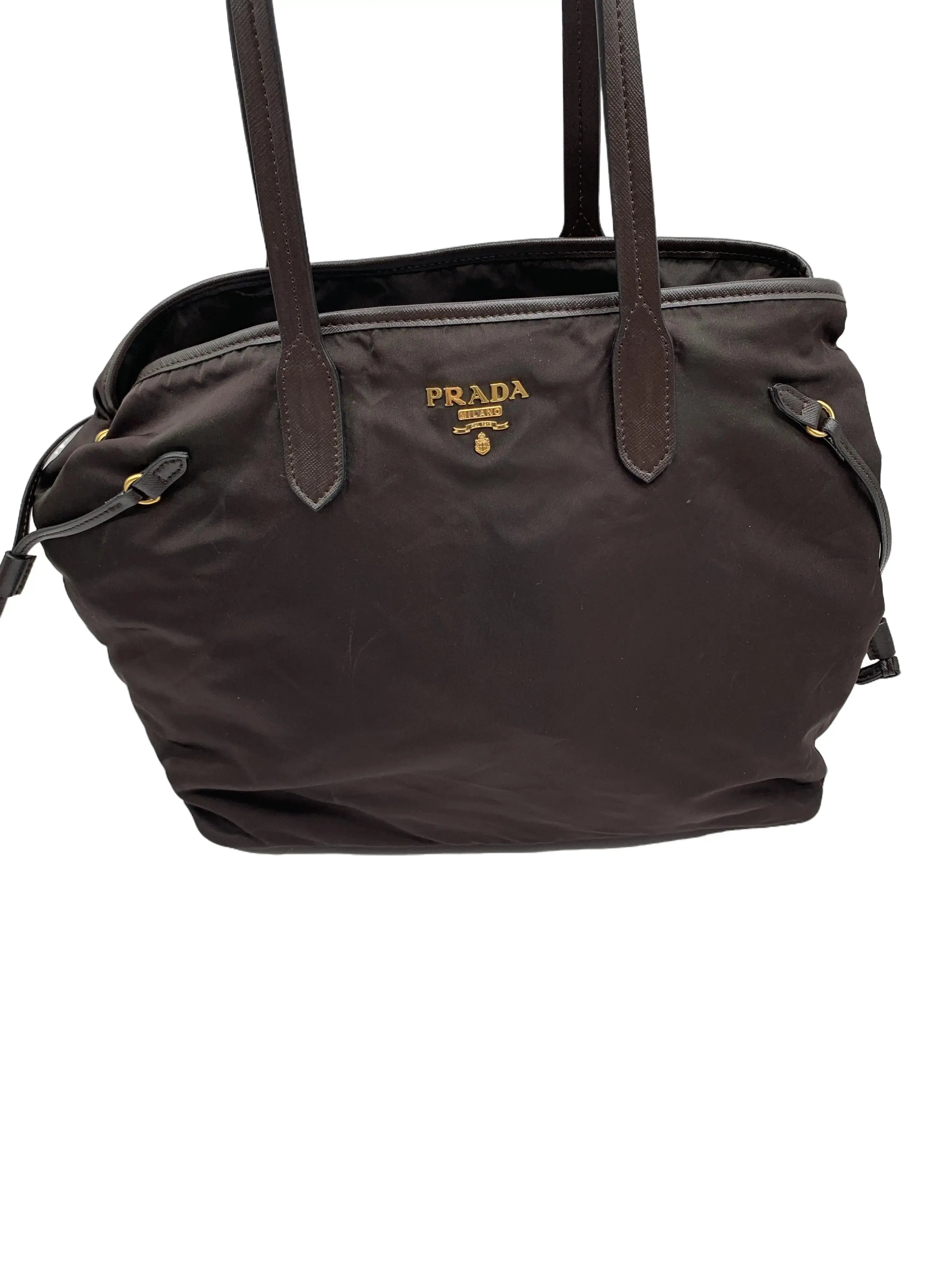 Pre-owned PRADA Classic Gold Logo Medium Open Top Daily Shoulder Bag/EE02610021/0021