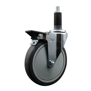Service Caster SCC-EX20S614-TPRB-PLB-118 Thermoplastic Rubber Swivel Expanding Stem Swivel Caster with 6 in. Gray Wheel & 1.13 in. Stem & Posi Locking Brake