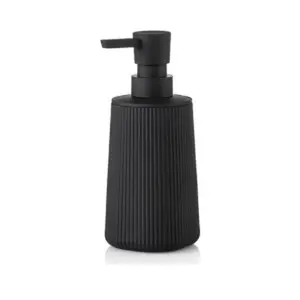 Small Soap Dispenser for Bathroom and Kitchen, Modern Farmhouse Striped Style Plastic Hand Soap Dish Soap Dispenser with Pump Matte Black