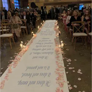 Wedding Aisle Runner, Woven Fabric with Tear-Proof Weave, End-to-End Printed Biblical Quote & 1 Corinthians 13:4-7 Verse, Multiple Lengths Household Textile