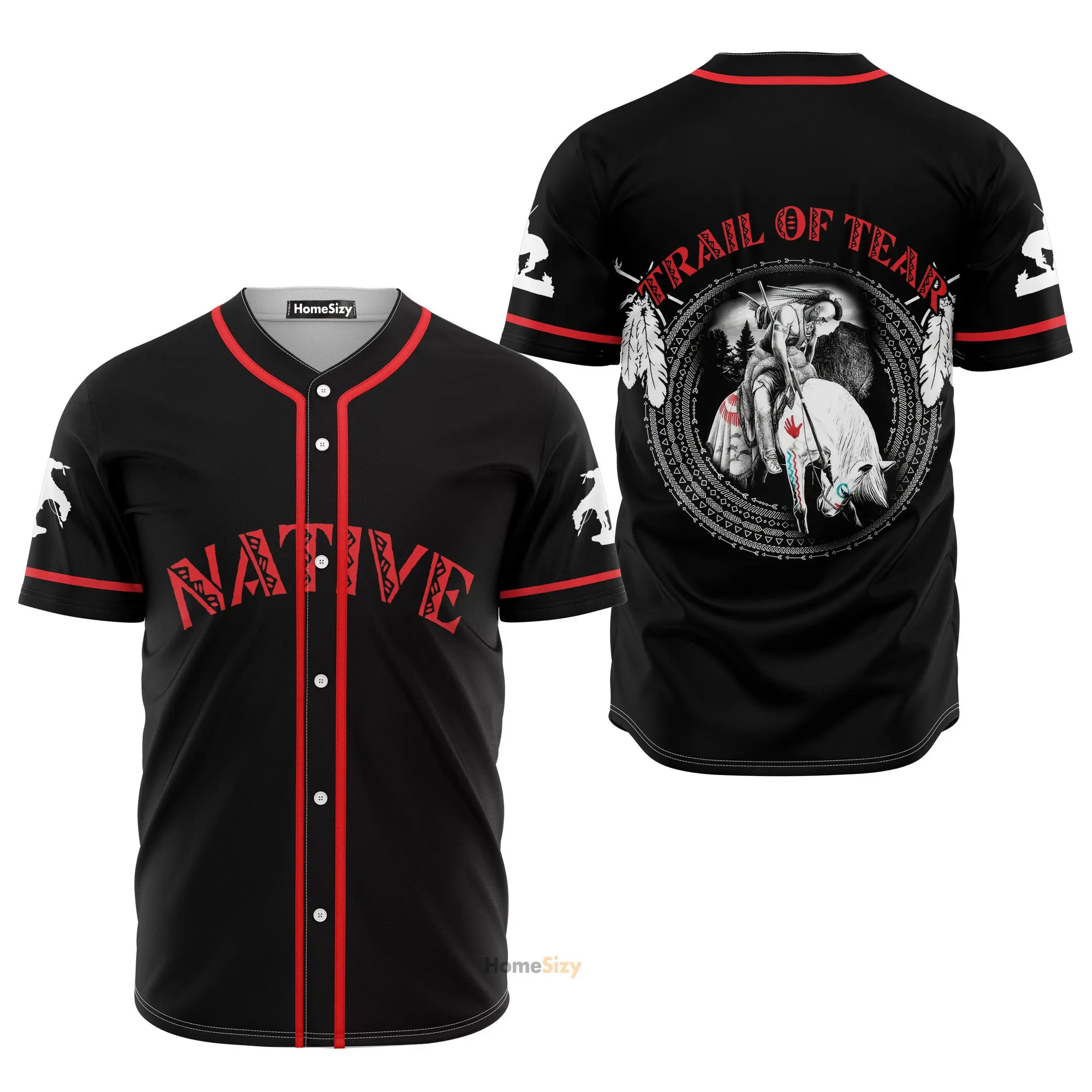 Native American Black Red - Baseball Jersey Jersey Shirt