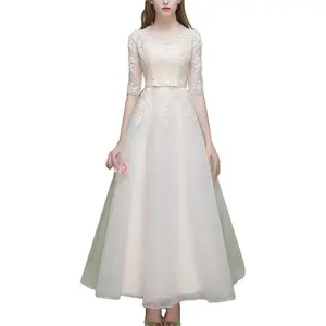 Women's Evening Dress, Party Dress, Wedding Dress, Bridesmaid Dress, Long Dress, Tulle Dress, Midi Dress, Lace, Embroidery, Floral Print, Maxi Dress, Wedding, Formal, Bridal, Recital, Reception, Concert, Long Sleeve, Sequins
