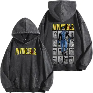 Invincible Mark Grayson Superhero Washed Hoodie, Unisex Mineral Washed Shirt, Graphic Tee Comic Book Fan Gift