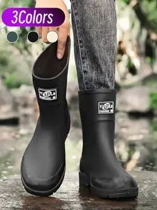 Men Outdoor Wading Rain Boots, Classic Mid-calf Style, Fully Waterproof, Durable Anti-slip Sole, Ideal for Rainy Commute