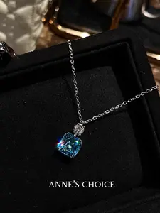 3 Carat Lab Diamond Transparent Aquamarine Necklace, Legend of the Blue Sea, Asscher Cut for Brightening, 925 Sterling Silver,Ocean-Inspired