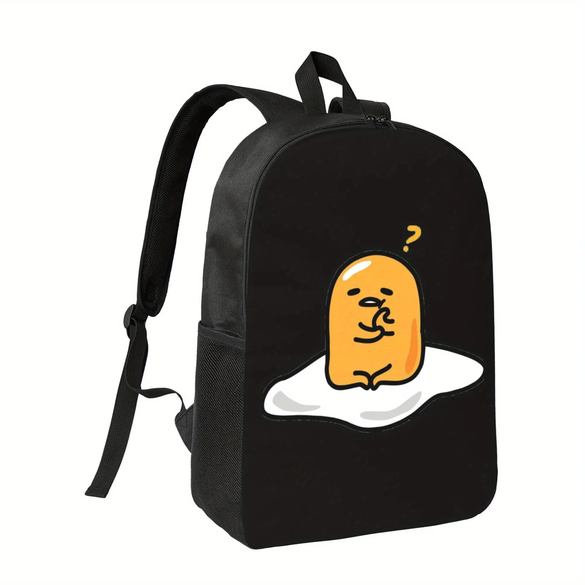Plus Size for gudetama Japanese Anime Backpack - Lightweight School & Travel Bag with Adjustable Strap, Zipper Closure, Minimalist Black & Yellow Design for College, Work, Everyday Use - Cute Gift for Anime Fans, Backpack for School, College Essentials, P