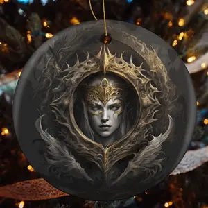 Elden Ring Queen Christmas Ceramic Ornament, Magical Tree Decor Accessory, Festive Home Gift for Fantasy Fans