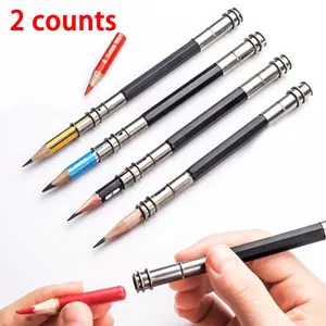 2pcs Dual Spring Extender Pencil Holder for Artists - Professional Sketching Tool, Portable Anti-Slip Grip, Adjustable Clip for Multiple Pencils, Sketching Must-Have for Drawing & Studio Use.