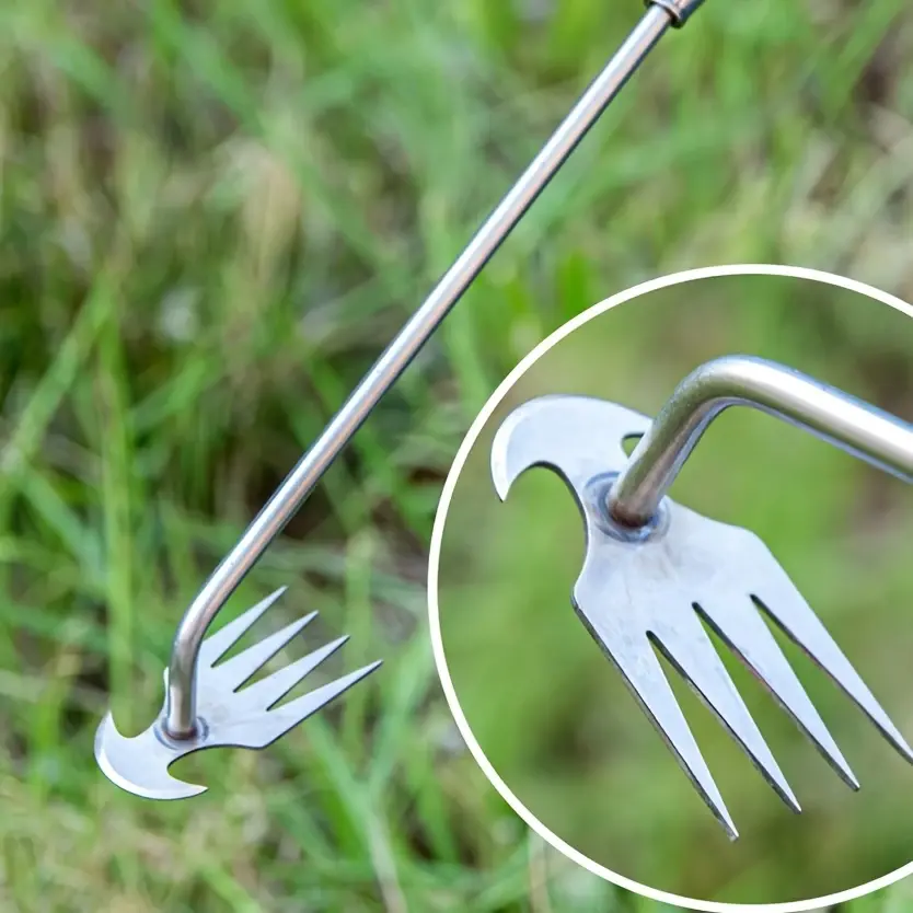Multi‑Function Weed Puller Tool, Stainless Steel Long Handle Manual Weeder for Garden Lawn Weed Removal