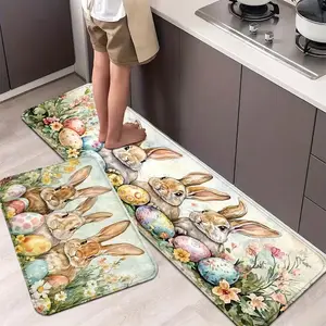 Easter Bunny Egg Design Non-Slip Mat, Decorative Rug, Soft Comfortable Long-Standing, 12mm Thick Material, Suitable for Bathroom Kitchen Bedroom Living Room Office Outdoor Door Mats