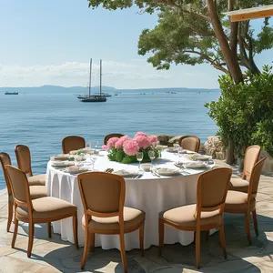 Wedding Round Tablecloth, Family Gathering Fire Pit Cover, Polyester Simple Style, Modern Home Dining Table Cloth, Outdoor Dining Table