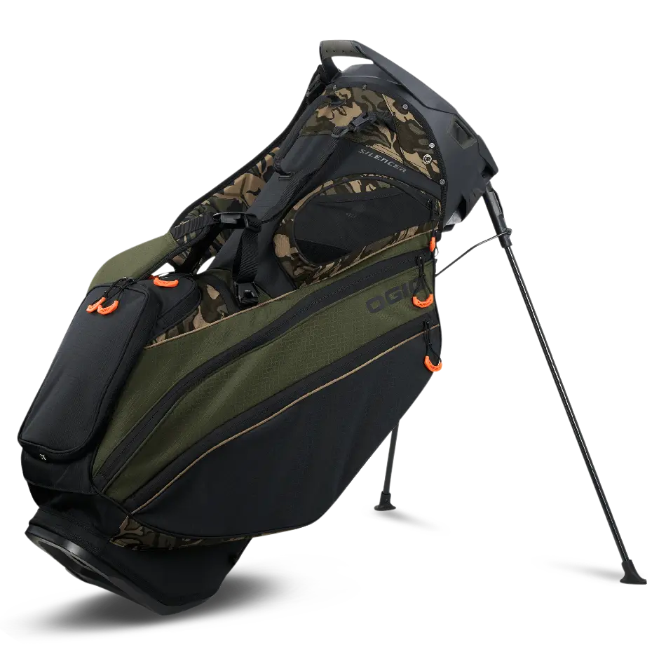 OGIO Silencer Hybrid Golf Stand Bag '26 - Canopy, 11 Strategically Designed Pockets, Clippable Straps, Premium Materials, Silencer-Level Protection, Walking, Pushing, Or Riding, Wood™ Top Organization System