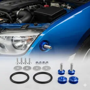 Heavy Duty Quick Release Hood Latch Kit for Cars Trucks SUVs | Easy Front Rear Bumper Trunk Lock Installation | Enhanced Vehicle Security with Locking Washers Automotive Accessories