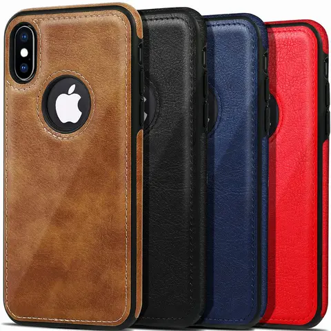 High-Quality Faux Leather iPhone Case - Slim, Lightweight, Shockproof, Classic Luxury, Elegant Solid TPU Cover with Impact Cushioning, Precise Cutouts for iPhone X/Xr/Xs Max