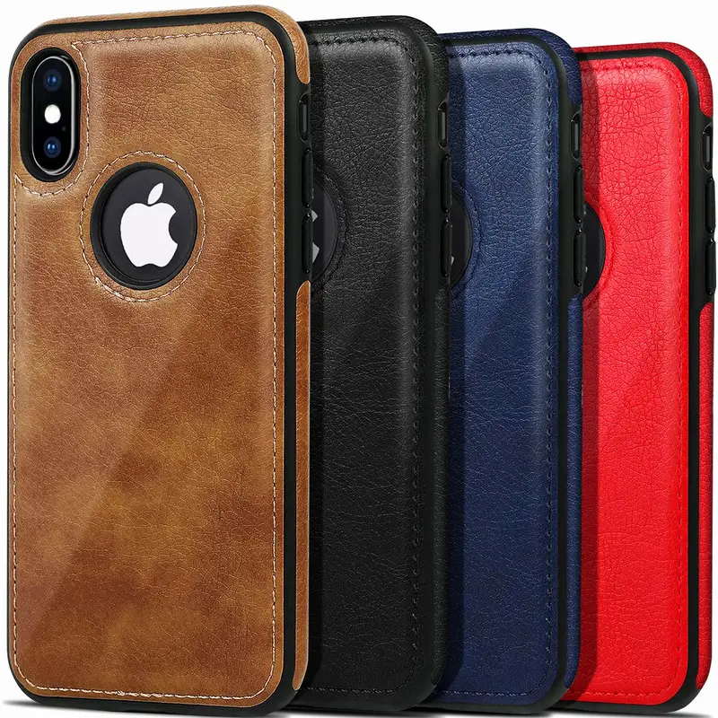 High-Quality Faux Leather iPhone Case - Slim, Lightweight, Shockproof, Classic Luxury, Elegant Solid TPU Cover with Impact Cushioning, Precise Cutouts for iPhone X/Xr/Xs Max