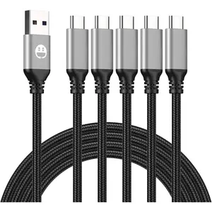 5Pack 10ft USB C , Extra Long USB A to USB-C 10foot Type C    Compatible Galaxy S10 20 9 8 Plus a10e,Braided Rapid Charger Cord for Note 10 9 8, V50 V40 G8 G7()