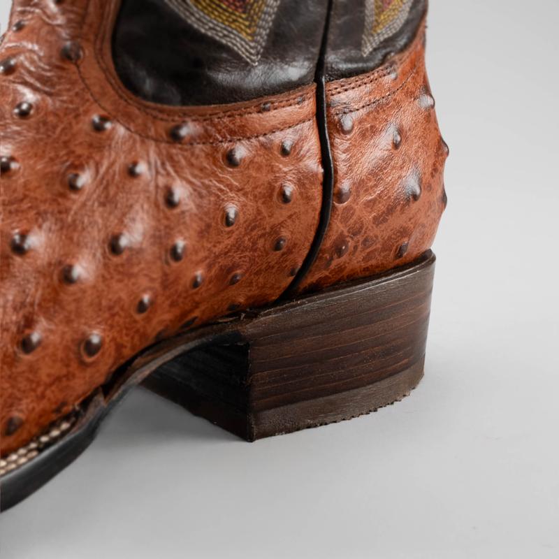 Cowboy Square Toe Imitation Ostrich Boot Premium Leather Men Classic Boot Buttercup Ostrich Print Leather Made in Mexico