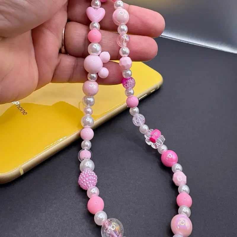 Cute Beaded Mobile Charm - Stylish Charm Strap for Women - Compatible with iPhone & Other Devices - Colorful Beads for Cellphone and Smartphone Use
