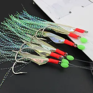 Luminous Fishing Rigs with Real Fish Skin, Glow Beads & High Carbon Hooks for Fresh/Saltwater