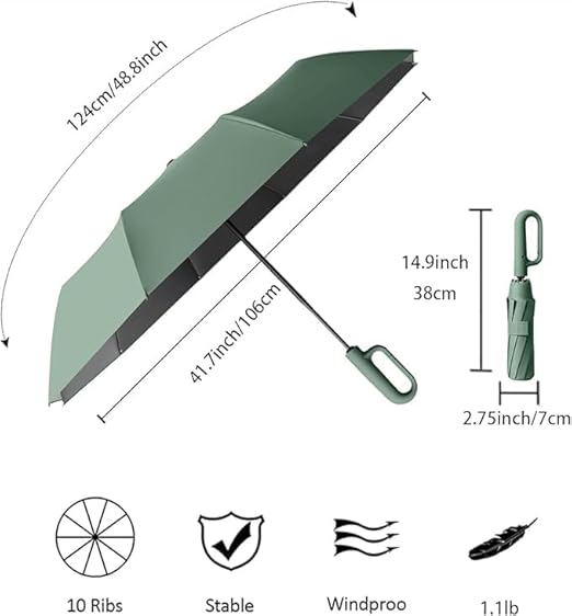 Automatic Umbrella, Sturdy and Windproof, Inverted Automatic Open/Close, Travel-Friendly, Compact Fold, with Loop Handle, Suitable for Both Men and Women.