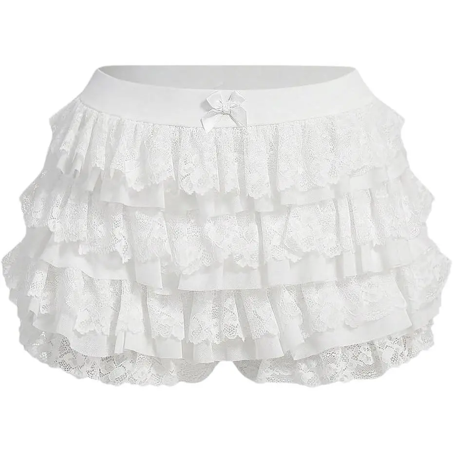 Women's Ruffle Shorts Y2k Lace Lolita Bloomers High Waist Elastic Waist Above The Knee Cute Summer Micro Boyshorts Womenswear Elegance Elegant JinhuanXuan SHOP