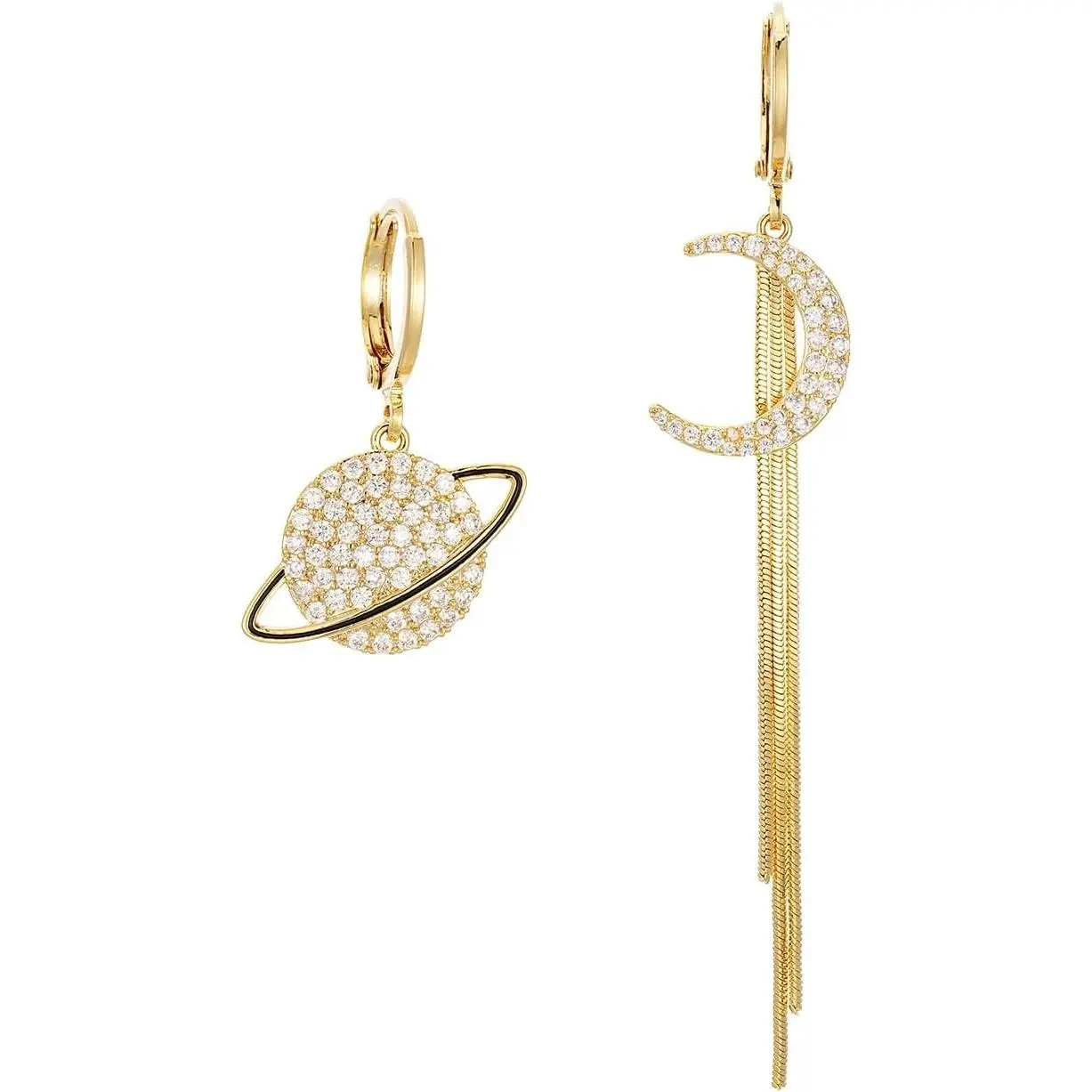 Gold Moon Saturn Earrings