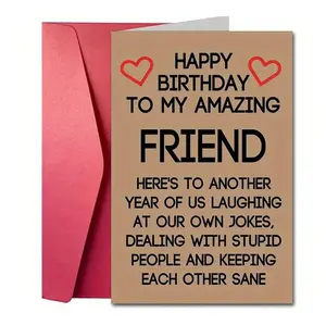 Happy Birthday To My Amazing Friend Card with Envelope, Greeting Card, 1 Count Funny Friendship Quotes Birthday Card, Birthday Gift for Friend Classmates Family