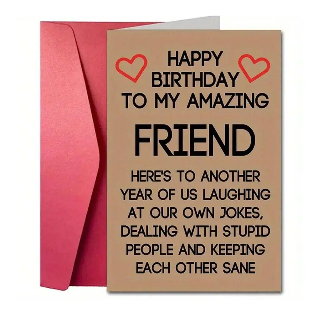 Happy Birthday To My Amazing Friend Card with Envelope, 1 Count Funny Friendship Quotes Birthday Card, Birthday Gift for Friend Classmates Family