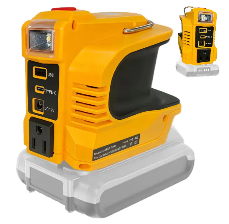 200W Portable Power Inverter Compatible with DeWalt 20V Battery - Off Grid Inverter, 110V AC Outlet Converter with Type-C, DC 12V, 5V/2.4A USB Ports, Plug-and-Play Compact Adapters for Camping, Emergency (Battery Not Included)-002