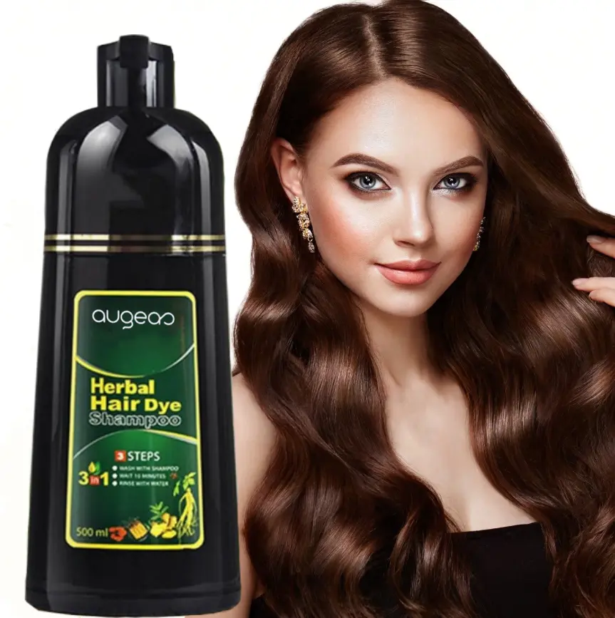 1pc 16.91oz Dark Brown Hair Color Shampoo - Natural Plant Ingredients, No Damage to Scalp, No Side Effects, Quick Gray Hair Coverage, 500ML, Summer Essential for Men And Women,Fashionable Bottle Design，Mother's Day gift, suitable for holidays