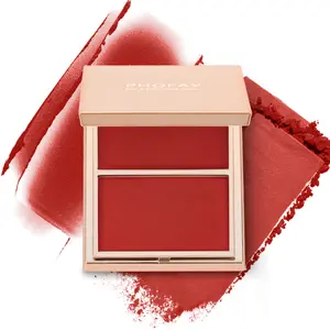 PHOFAY Double Take Cream & Powder Blush Duo - Smooth Weightless Makeup Contour Brush for Face & Nose - 6.5g