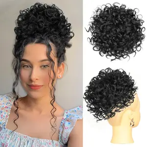 Messy Bun Hair Piece for Women 10 Inch Loose Wavy Curly Large Synthetic Elastic Drawstring Ponytail Extension for Daily Use Christmas Gifts