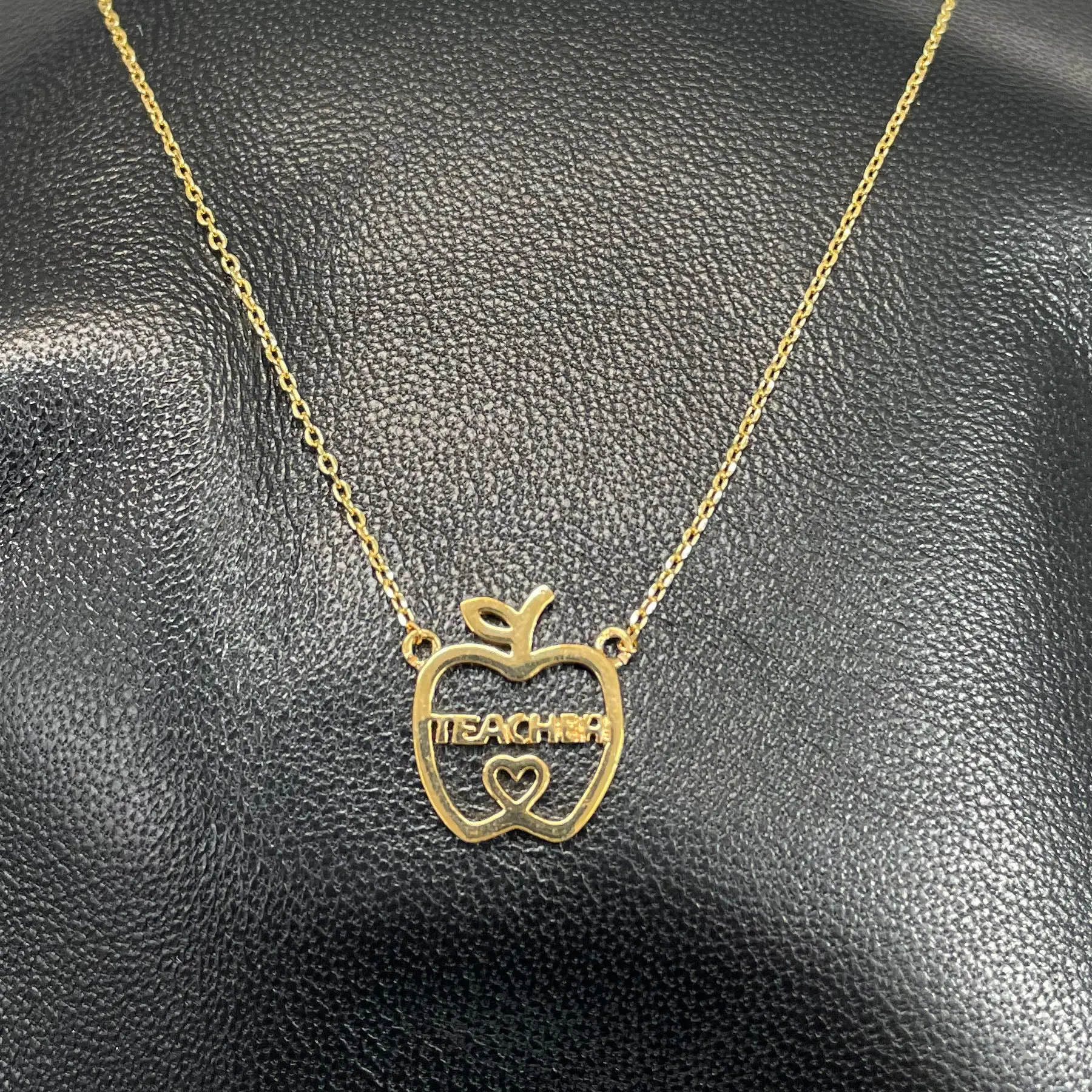Apple for the Teacher Necklace #EN0132G-GD-TEACH