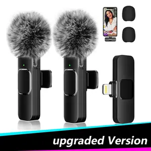【Upgraded Version】2 Pack Professional Wireless Lavalier Lapel Microphone for iPhone iPad, Omnidirectional Cordless Recording Mic, Perfect for Interview Vlog Podcast YouTube TikTok, Ideal Party Gift-Wireless Lavalier