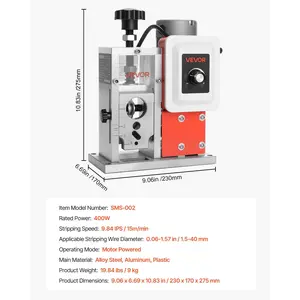 VEVOR Electric Wire Stripping Machine, 0.06-1.57 in, 400W Automatic Motorized Cable Stripper, 9.84 IPS (15 m/min) Wire Peeler with Blades, V-Shaped Rollers, Cooling Fan, for Scrap Copper Recycling