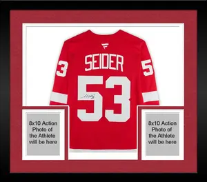 Framed Moritz Seider Detroit Red Wings Autographed Red Fanatics Premium Jersey - Fanatics Authentic Certified
